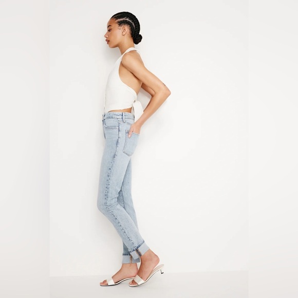 Good American| ‘Good Classic’ Slim Straight Cuffed Jean - Picture 5 of 8